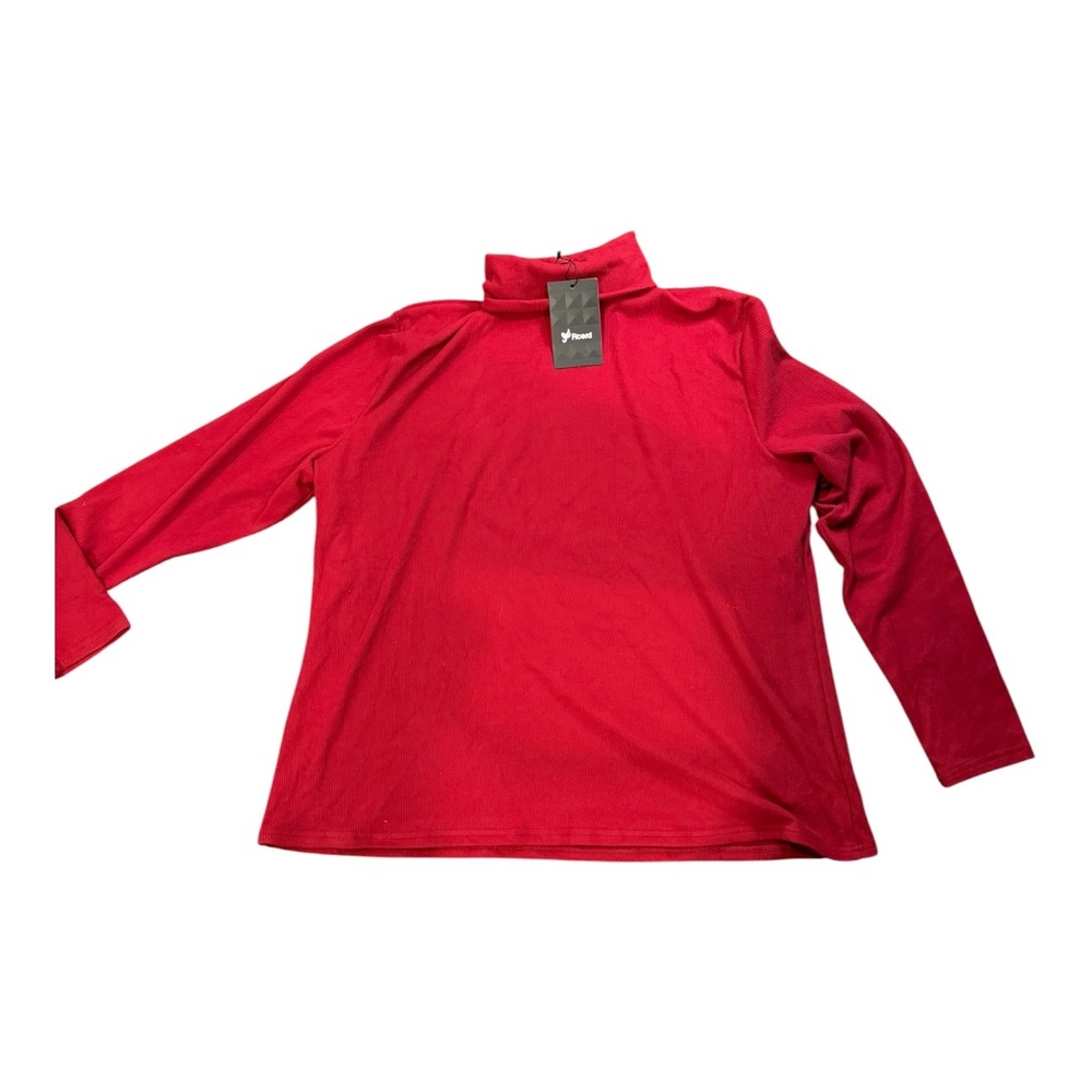 Ficerd‎ Red Ribbed Knit Turtleneck Long Sleeve Top Plus Size 4XL NEW